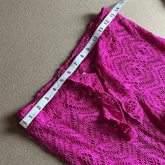 BECCA by Rebecca Virtue Boho Crochet Lace Beach Cover Up Pants - Fuchsia- Small - Picture 7 of 12